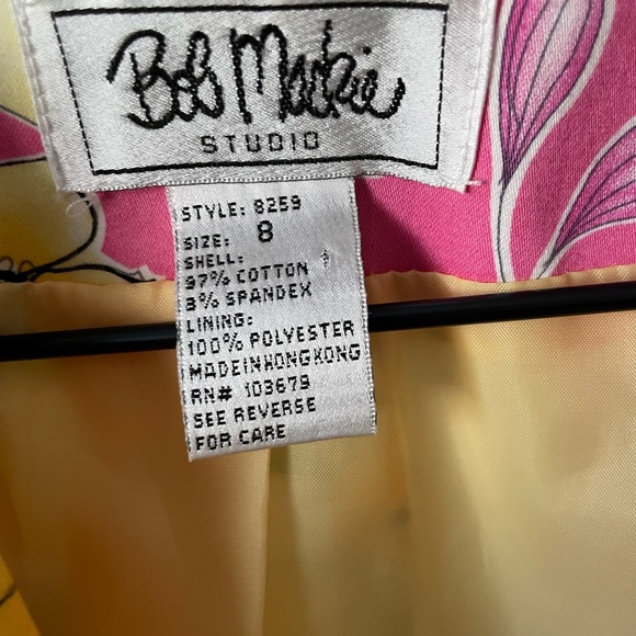 90s Bob Mackie Studio Pink Jacket Blazer Floral Stretch Cotton Easter Spring - Picture 4 of 6